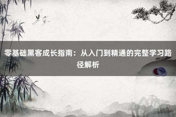 零基础黑客成长指南：从入门到精通的完整学习路径解析