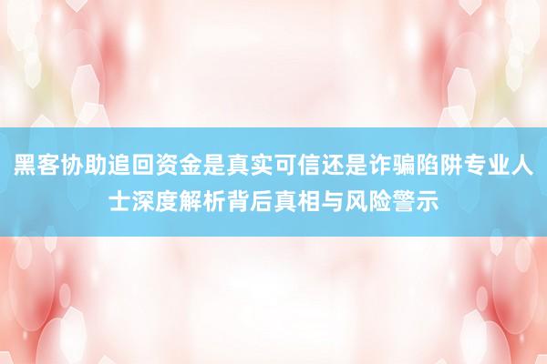 黑客协助追回资金是真实可信还是诈骗陷阱专业人士深度解析背后真相与风险警示